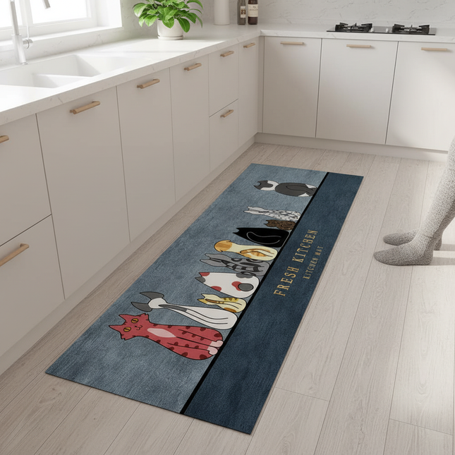 Cat Kitchen Corner Absorbent Non-slip Vinyl Rug Quality Washable Long Floor Mat Bedroom Hallway Corner Bathroom Doormat Carpet