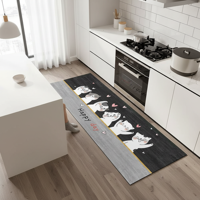 Tapis Cuisine long motif chats antidérapant