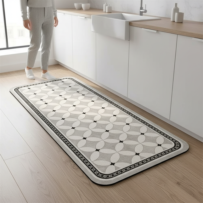 Tapis Cuisine géométrique gris antidérapant