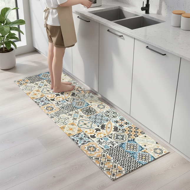 Tapis Cuisine patchwork multicolore antidérapant original