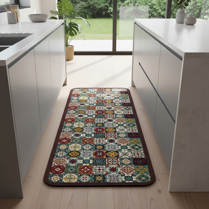 Tapis Cuisine carreaux de ciment multicolore antidérapant artistique