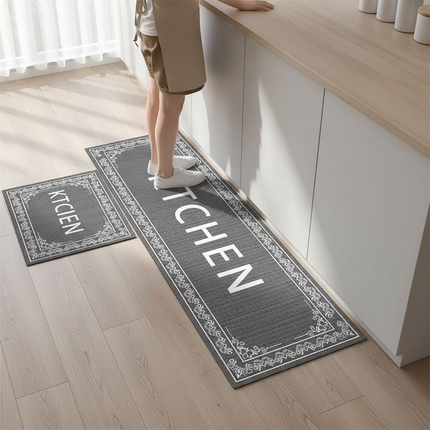 Tapis Cuisine gris design antidérapant raffiné