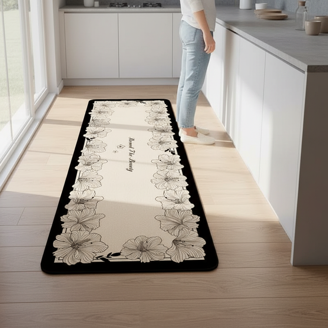 Tapis Cuisine floral long imperméable