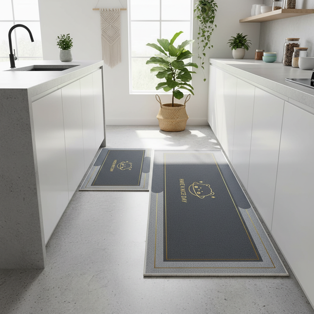 Tapis Cuisine gris moderne antidérapant