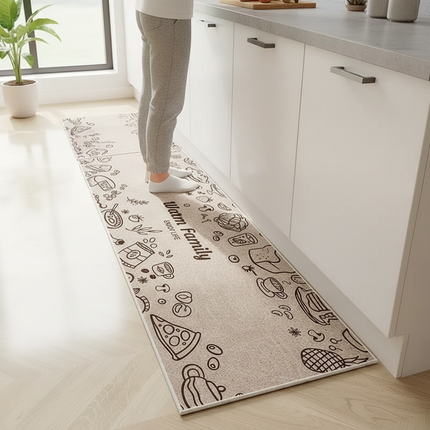 VIKAMA 1/2 Piece Kitchen Floor Mat Strip can be Cut Crystal Velvet Floor Mat Dirt Resistant Non-Slip Foot Mat