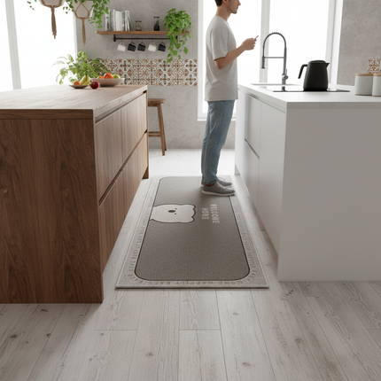 Tapis Cuisine gris ours antidérapant