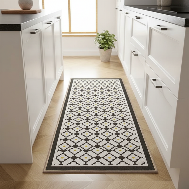 VIKAMA 1/2 Piece Kitchen Floor Mat Strip can be Cut Crystal Velvet Floor Mat Dirt Resistant Non-Slip Foot Mat