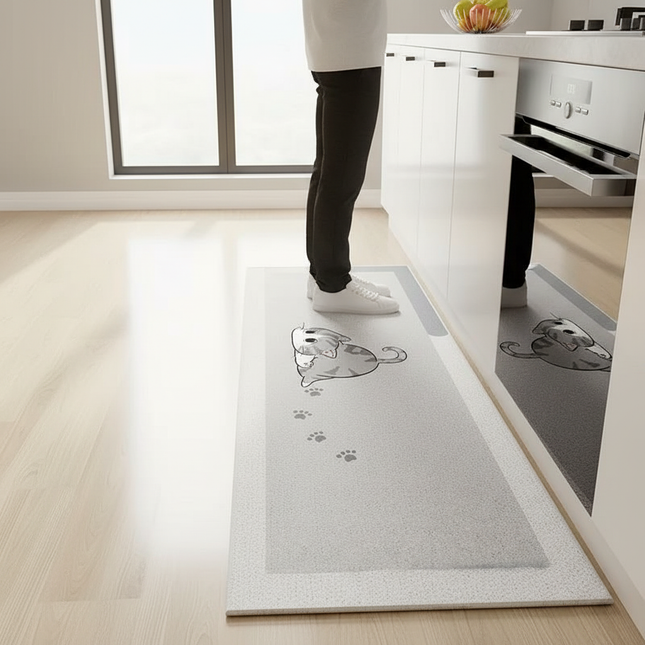 Tapis Cuisine velours motif chat antidérapant