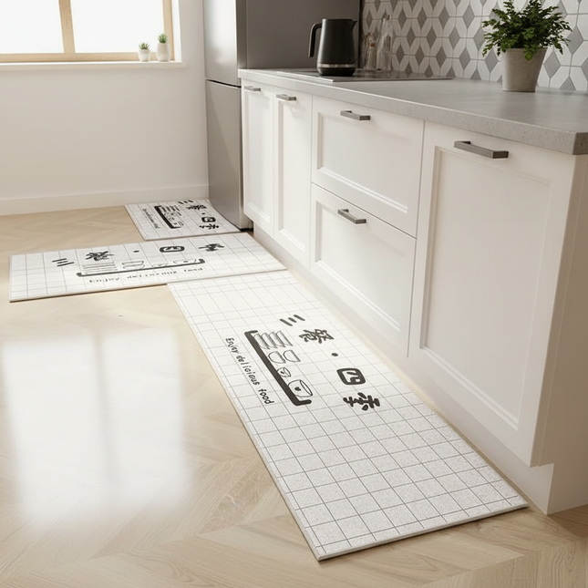 VIKAMA 1/2 Piece Kitchen Floor Mat Strip can be Cut Crystal Velvet Floor Mat Dirt Resistant Non-Slip Foot Mat