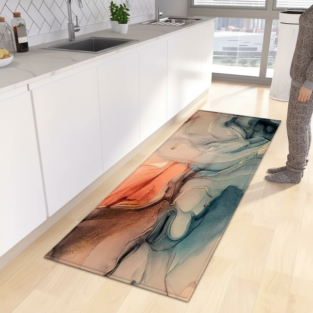 Tapis Cuisine marbré moderne antidérapant élégant