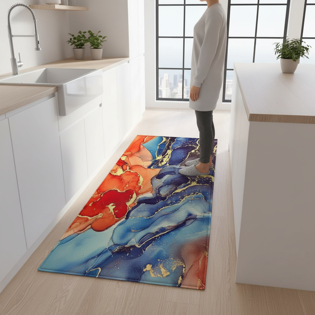 Tapis Cuisine abstrait multicolore antidérapant