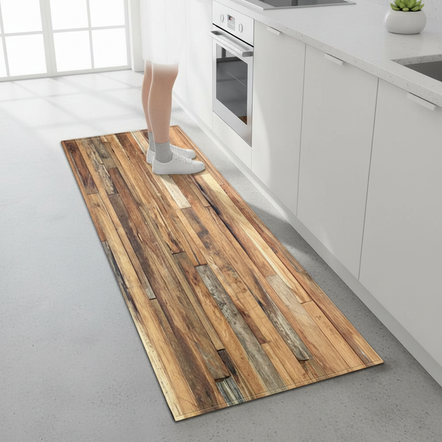 Tapis Cuisine motif bois antidérapant authentique