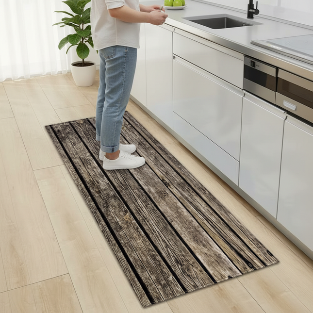 Tapis Cuisine bois rustique antidérapant