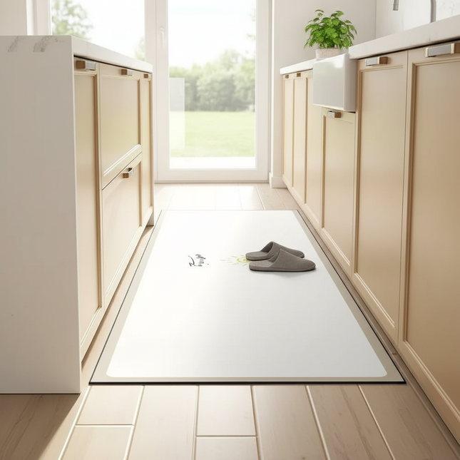 Tapis Cuisine blanc long antidérapant