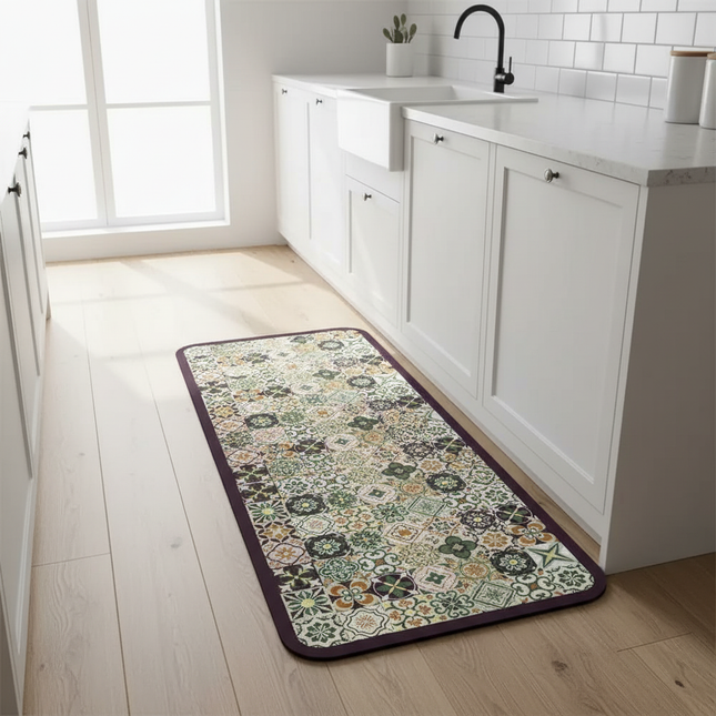 Tapis Cuisine motif carreaux multicolore antidérapant décoratif