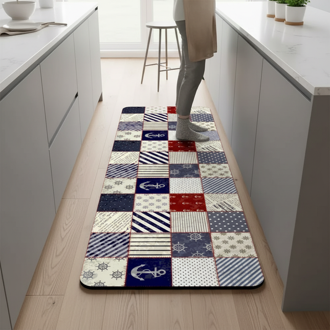 Tapis Cuisine Patchwork Marin Antidérapant