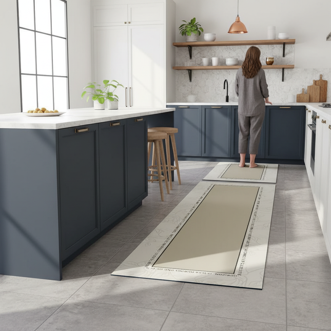 Tapis Cuisine beige design antidérapant