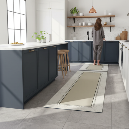 Tapis Cuisine beige design antidérapant