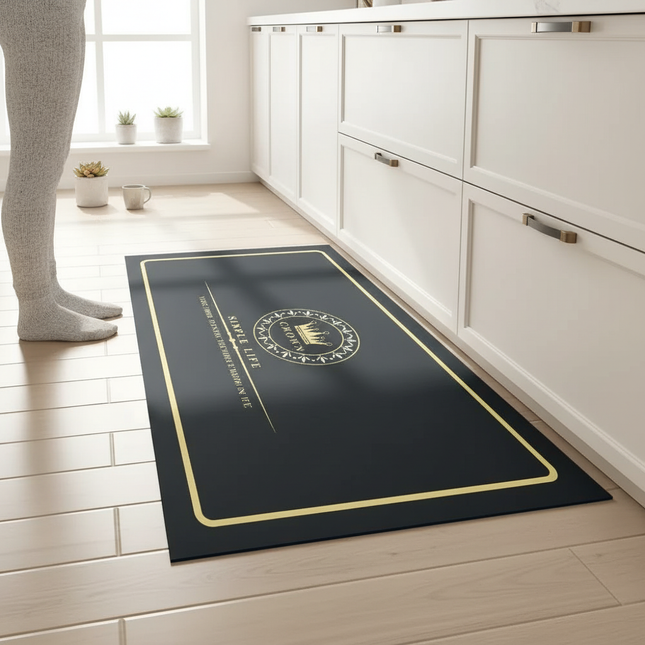 Tapis Cuisine noir or design antidérapant