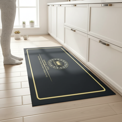 Tapis Cuisine noir or design antidérapant
