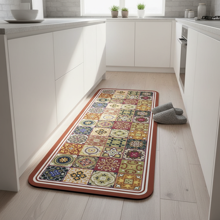 Tapis Cuisine motif carreaux antidérapant classique