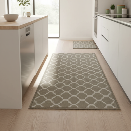 Tapis Cuisine Gris Motif Géométrique Absorbant