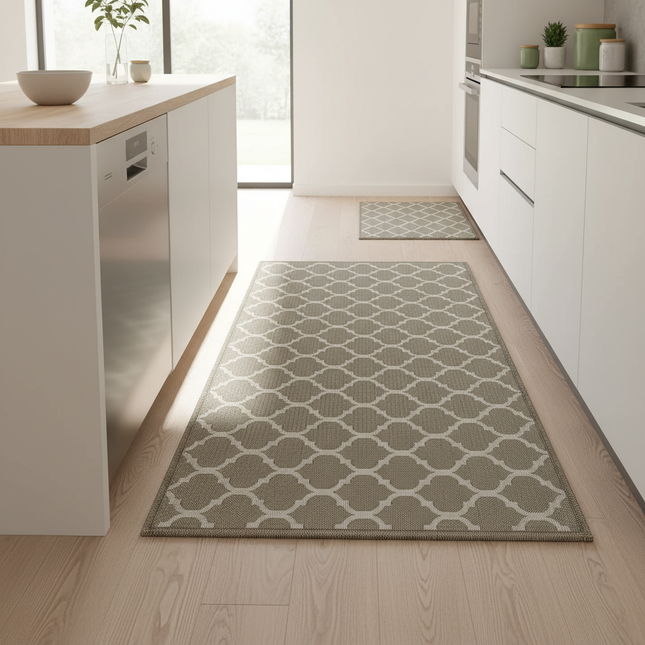 Tapis Cuisine Gris Motif Géométrique Absorbant