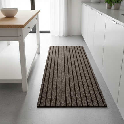 Tapis Cuisine rayé marron antidérapant