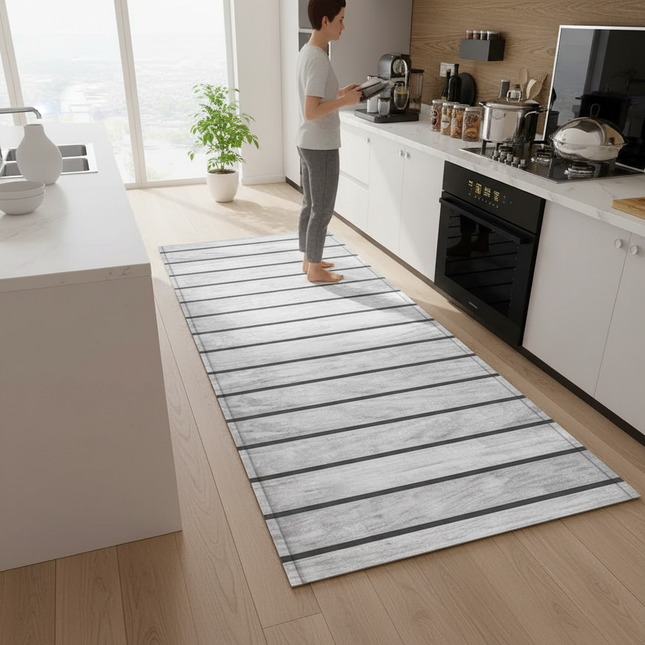 Wood Plank Stripe Color Pattern Home Kitchen Floor Mat Door Front Decoration Floor Mat