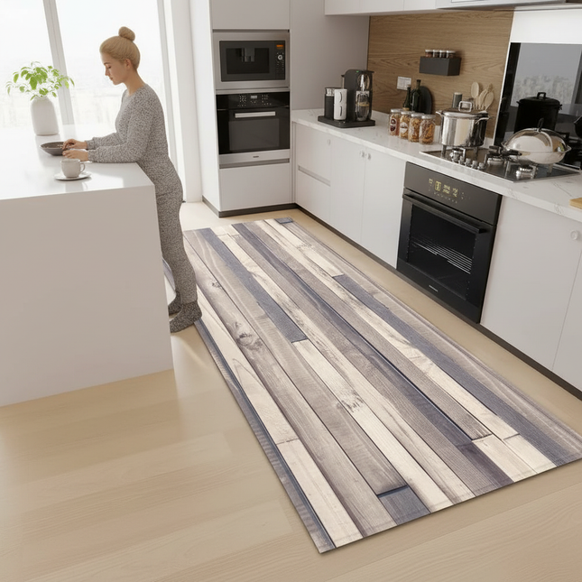 Wood Plank Stripe Color Pattern Home Kitchen Floor Mat Door Front Decoration Floor Mat