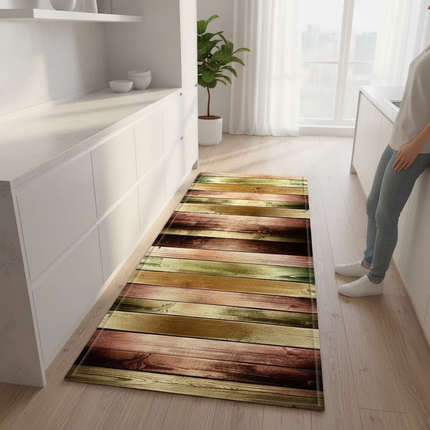 Tapis Cuisine bois multicolore design