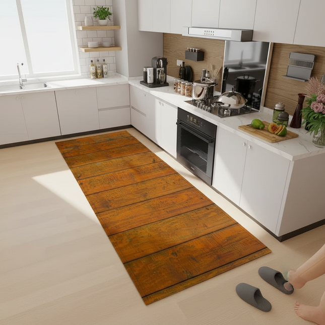 Wood Plank Stripe Color Pattern Home Kitchen Floor Mat Door Front Decoration Floor Mat