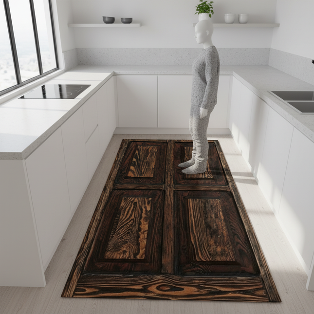 Wood Plank Stripe Color Pattern Home Kitchen Floor Mat Door Front Decoration Floor Mat