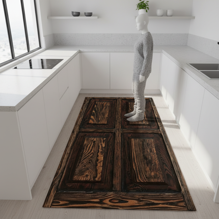 Wood Plank Stripe Color Pattern Home Kitchen Floor Mat Door Front Decoration Floor Mat
