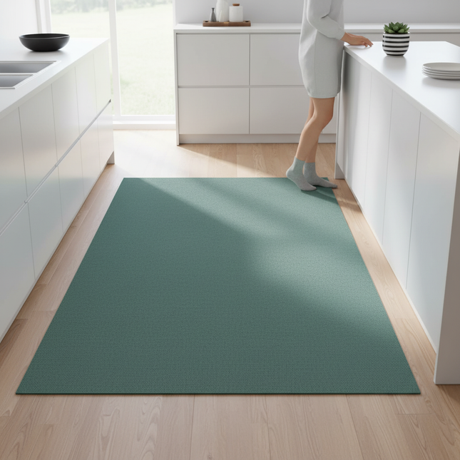 Tapis Cuisine vert d'eau uni antidérapant