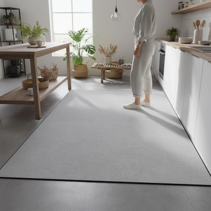 Tapis Cuisine gris clair uni absorbant
