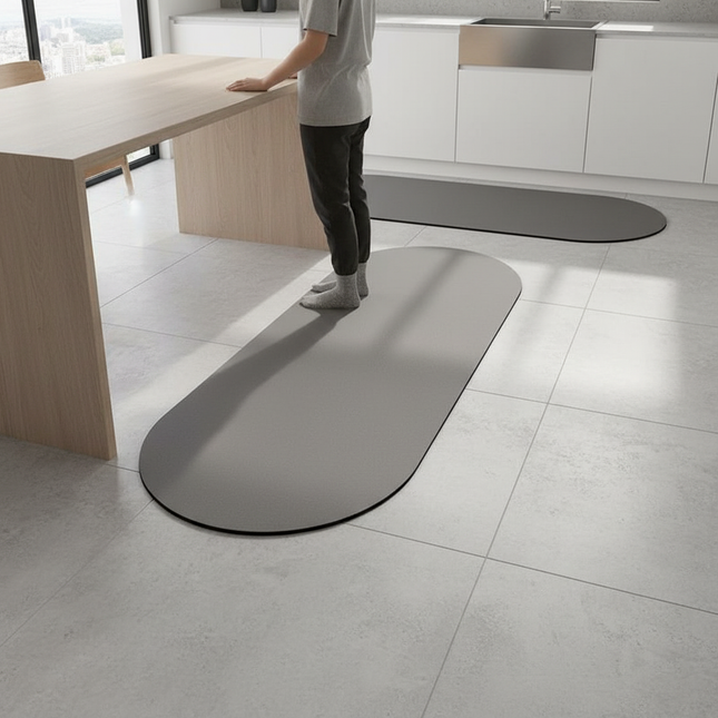 Tapis Cuisine gris ovale lavable