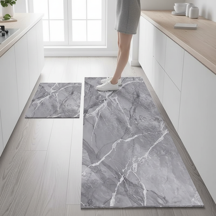 Kitchen Carpet Waterproof PVC Floor Mat Marble Pattern Leather Mats Modern Rug Anti-Slip Long Strip Area Mat Home Decor Rugs