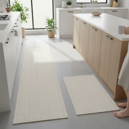 VIKAMA 2pc Kitchen Floor Mat Made of Diatomaceous Earth,  Washable and Absorbent, Water and Oil Repellent Carpet