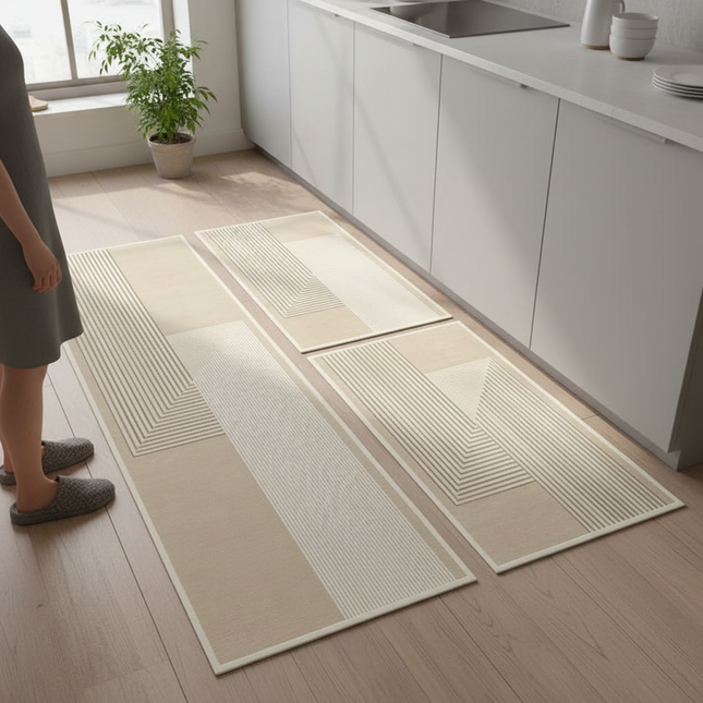 VIKAMA 2pc Kitchen Floor Mat Made of Diatomaceous Earth,  Washable and Absorbent, Water and Oil Repellent Carpet