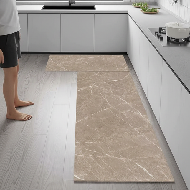 Kitchen Carpet Waterproof PVC Floor Mat Marble Pattern Leather Mats Modern Rug Anti-Slip Long Strip Area Mat Home Decor Rugs