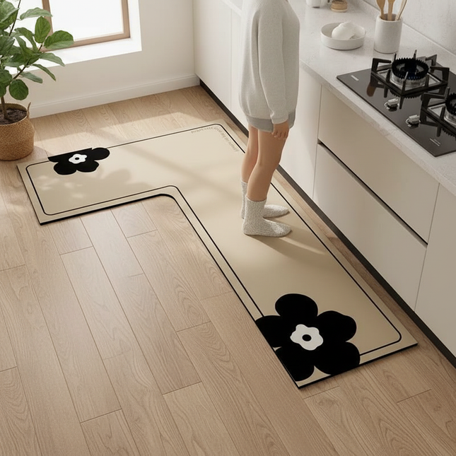 Kitchen Floor Rug Diatomite Mud L-shaped Pvc Soft Floor Mats Super Non-slip Absorbent Washable Home Decoration Carpet 주방바닥매트