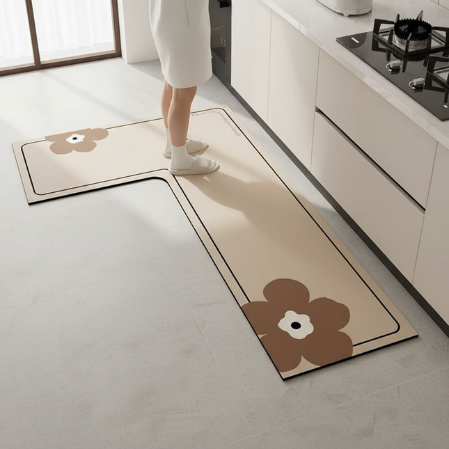 Kitchen Floor Rug Diatomite Mud L-shaped Pvc Soft Floor Mats Super Non-slip Absorbent Washable Home Decoration Carpet 주방바닥매트