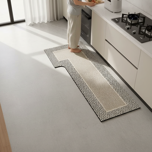 Tapis Cuisine forme L motif géométrique antidérapant