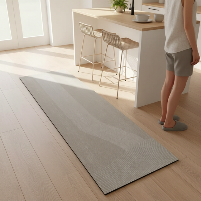 Kitchen Carpet Beige Mat Pvc Waterproof Solid Color Long Strip Rug Oil-proof Leather Foot Mats Floor Non-slip Washable