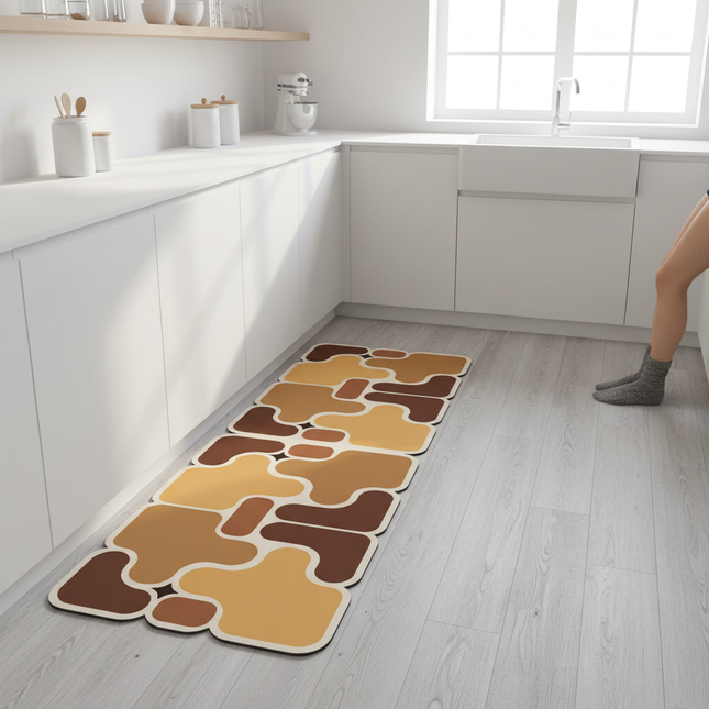 Tapis Cuisine marron beige moderne antidérapant