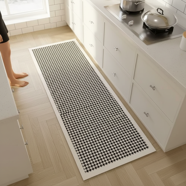 Tapis Cuisine Runner Pied-de-poule antidérapant