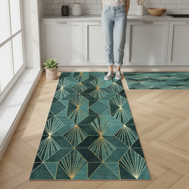Tapis Cuisine moderne géométrique antidérapant lavable