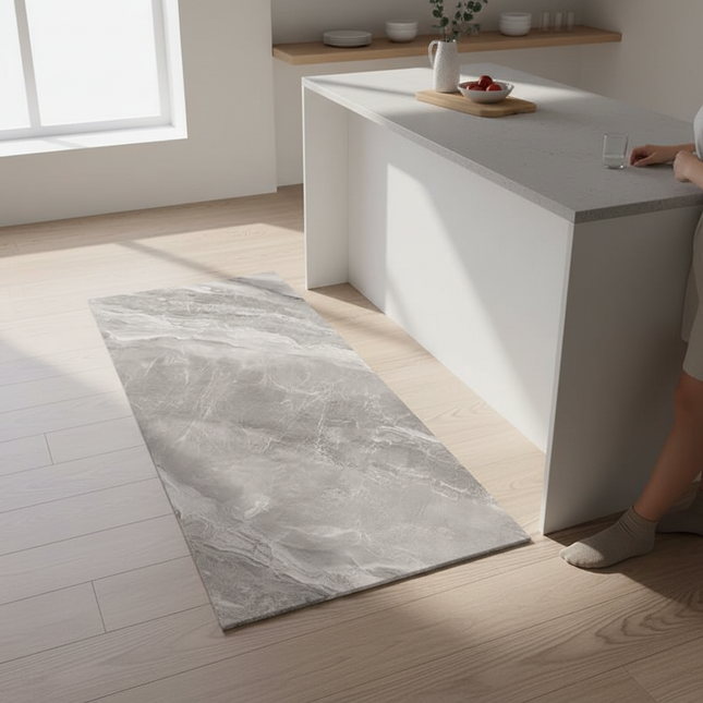 Kitchen Carpet Waterproof PVC Floor Mat Marble Pattern Leather Mats Modern Rug Anti-Slip Long Strip Area Mat Home Decor Rugs
