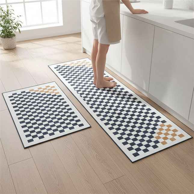 Tapis Cuisine damier moderne antidérapant